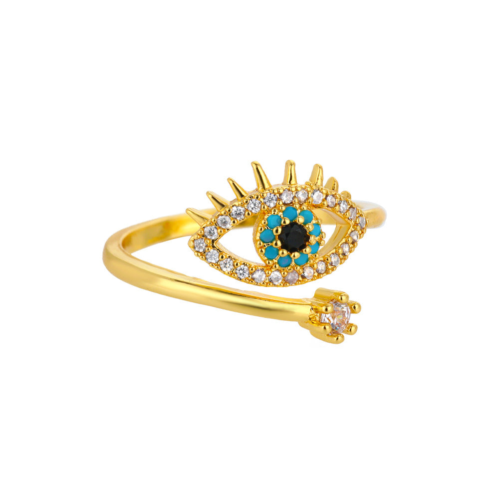 Korean Style Adjustable Heart Design Devil Eye Ring