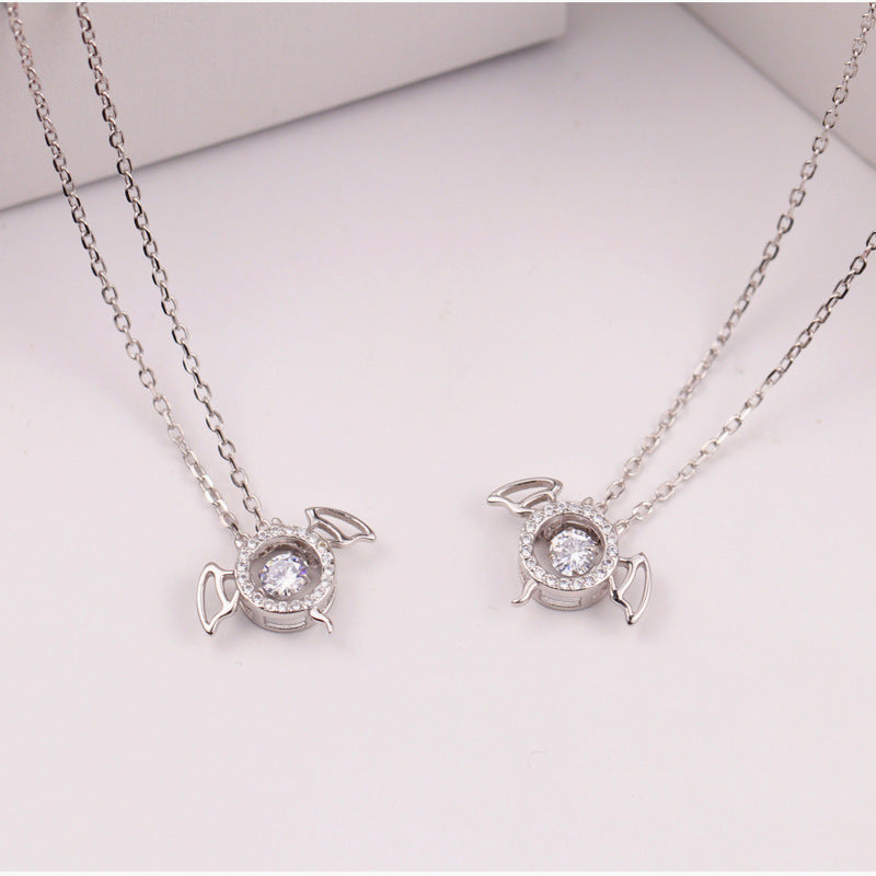 S925 Silver Necklace with Zircon Devil Design