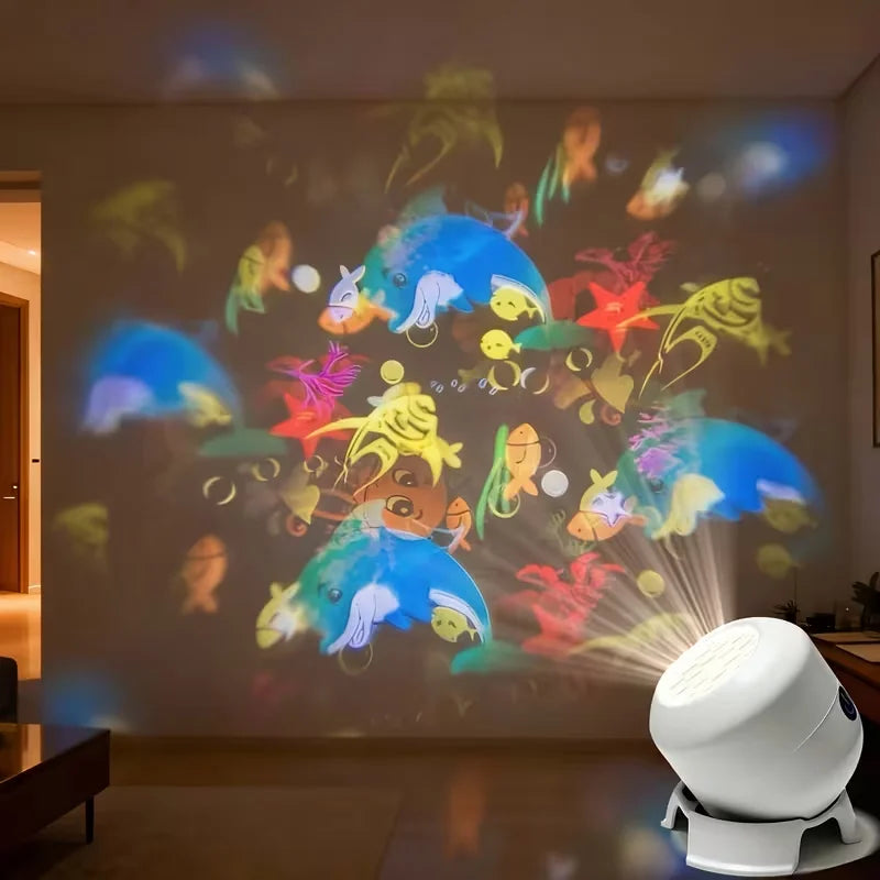 LED Ocean Projector Light, 360° Rotating Dynamic Night Light, USB Powered Ambient Lamp, Decorative Lighting for Game,Living Room
