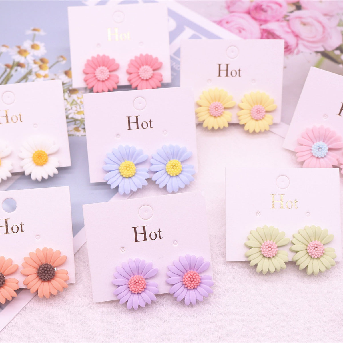 Korean Style Daisy Clip-On Earrings for Girls