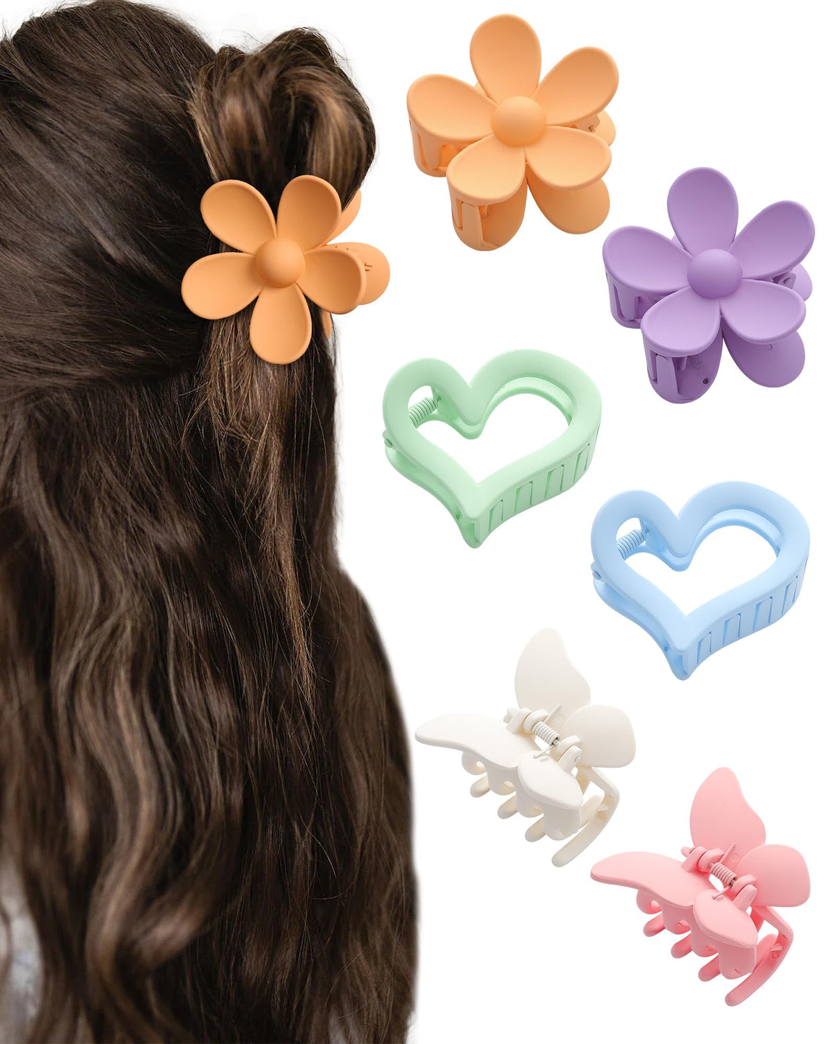 Floral Grip 6-Piece Hair Clip Set - Non-Slip for All Hair Types