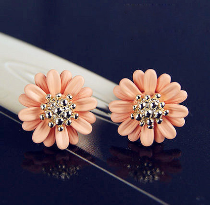 Korean Style Fresh Daisy Colorful Flower Stud Earrings