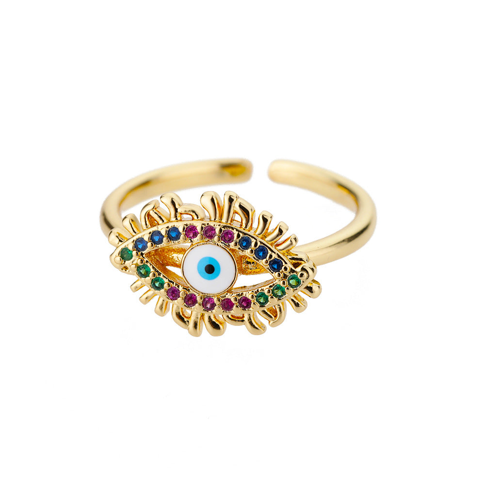 Korean Style Adjustable Heart Design Devil Eye Ring