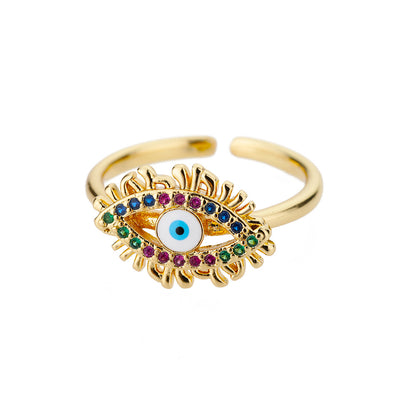 Korean Style Adjustable Heart Design Devil Eye Ring