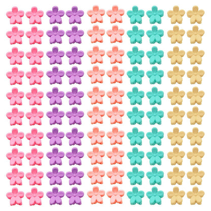 100 Pcs Colorful Mini Flower Hair Clips for Girls with Storage Box