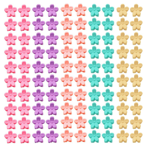 100 Pcs Colorful Mini Flower Hair Clips for Girls with Storage Box