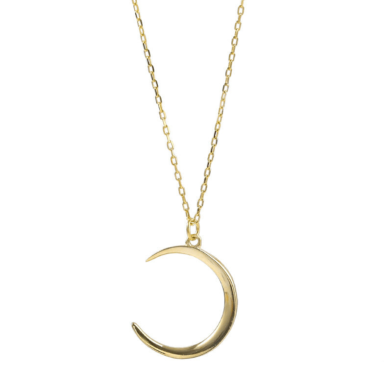 Minimalist 925 Silver Moon Necklace for Women