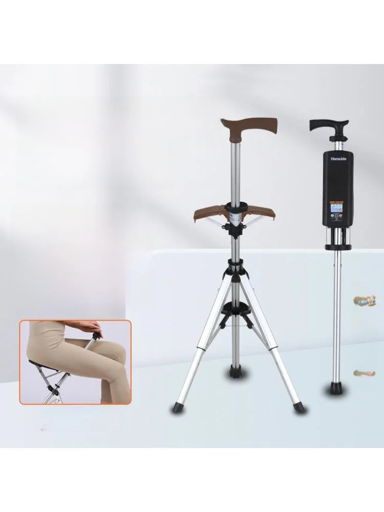 Portable Lightweight Hiking Cane Chair Anti-Slip Elderly Walking Stick Mountain Climbing Trekking Padded  Folding Outdoor...