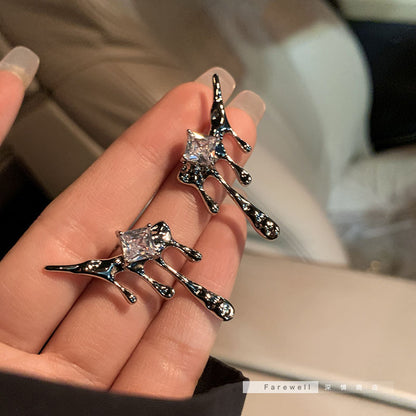 Heart Pearl 925 Silver Needle Earrings with Tassels