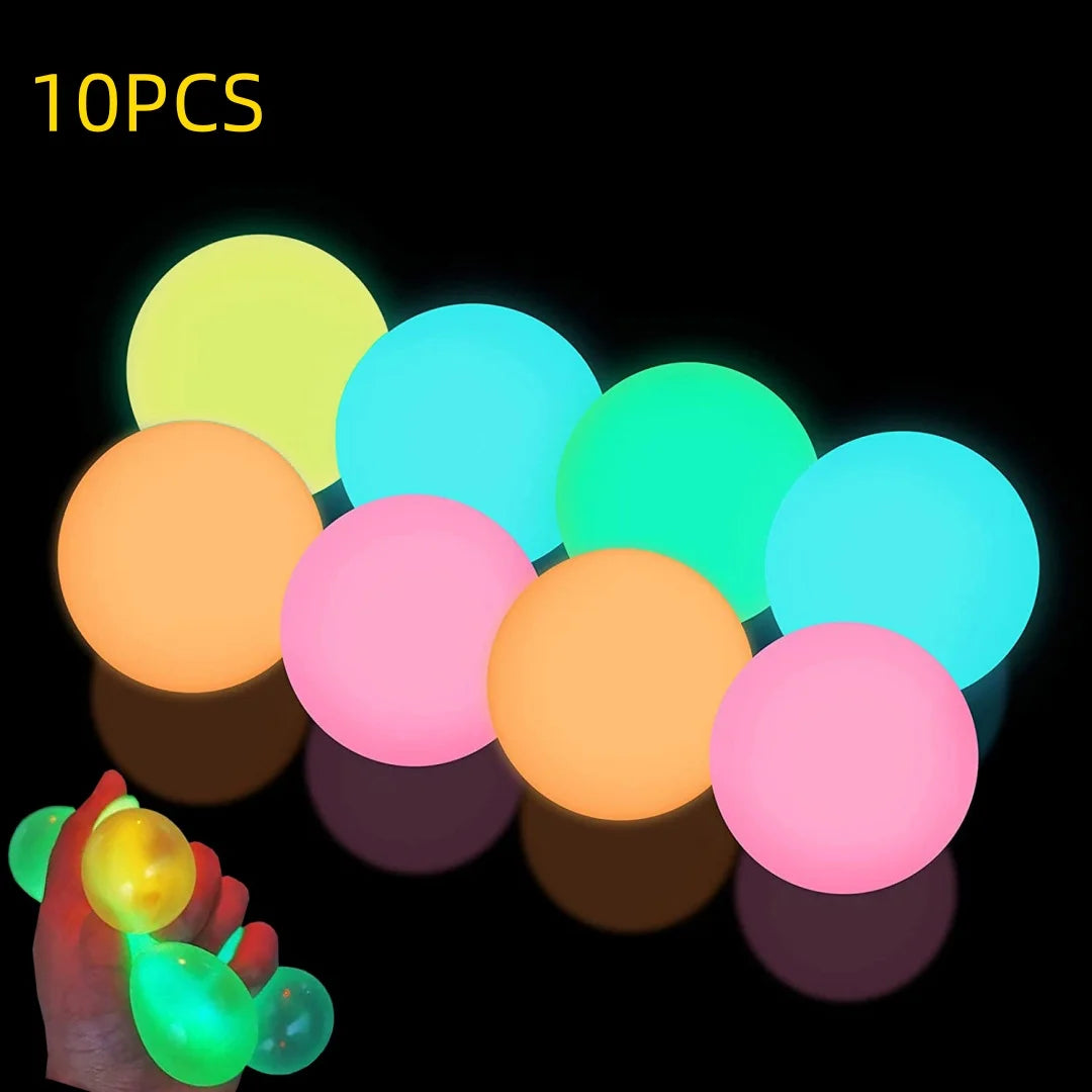 5-20pcs Glow in the Dark Bouncy Balls Rubber Stress Relief Toys for Kids Birthday Party Favor Valentine Gifts Classroom Prizes