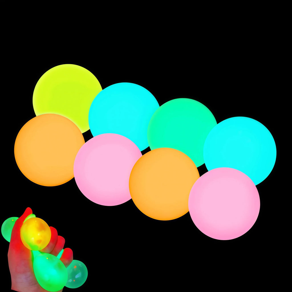 5-20pcs Glow in the Dark Bouncy Balls Rubber Stress Relief Toys for Kids Birthday Party Favor Valentine Gifts Classroom Prizes