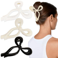 Chic Trio Bow Hair Clips - Large 4.3" Butterfly Jaw Clips for All Hair Types