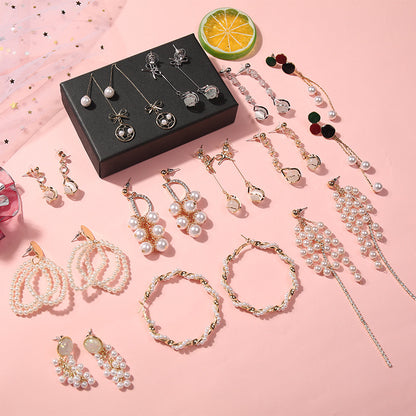 925 Silver Bow Earrings with Pearl Heart and Tassels
