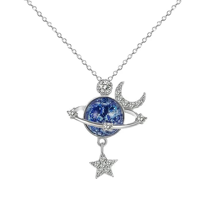 S925 Starry Moon and Star Zircon Necklace for Women