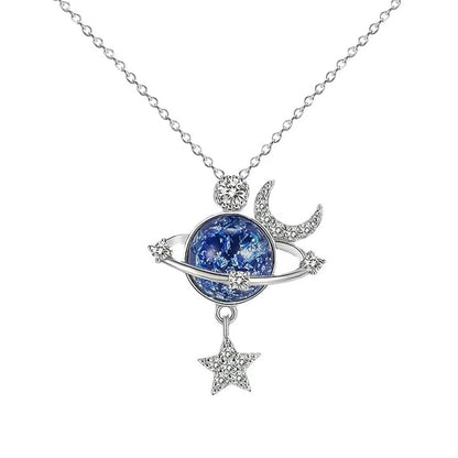 S925 Starry Moon and Star Zircon Necklace for Women