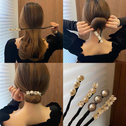 Trendy Pearl Bun Maker Hair Clip for Women