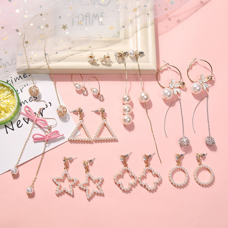 925 Silver Bow Earrings with Pearl Heart and Tassels
