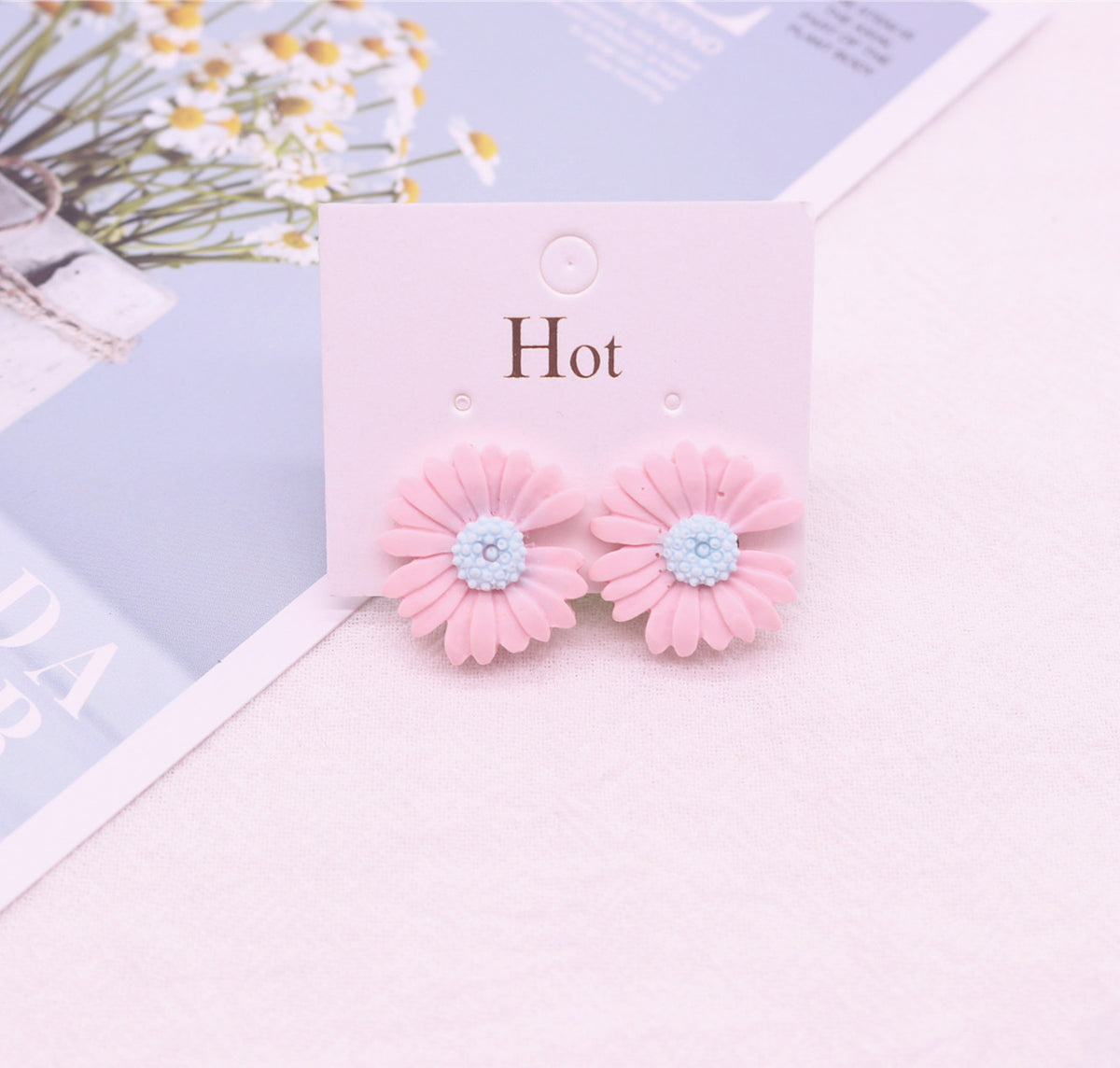 Korean Style Daisy Clip-On Earrings for Girls