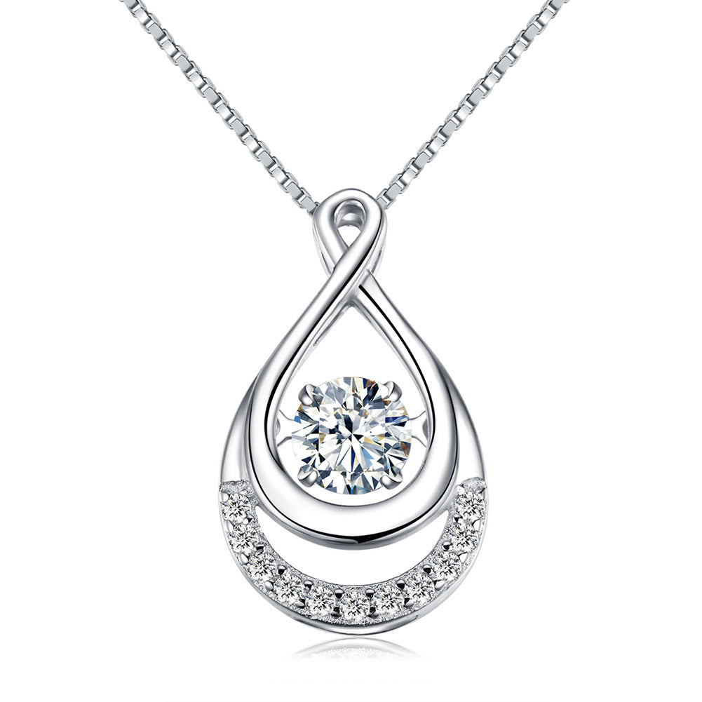 S925 Silver Necklace with Heart Pendant and Inlay