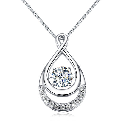 S925 Silver Necklace with Heart Pendant and Inlay