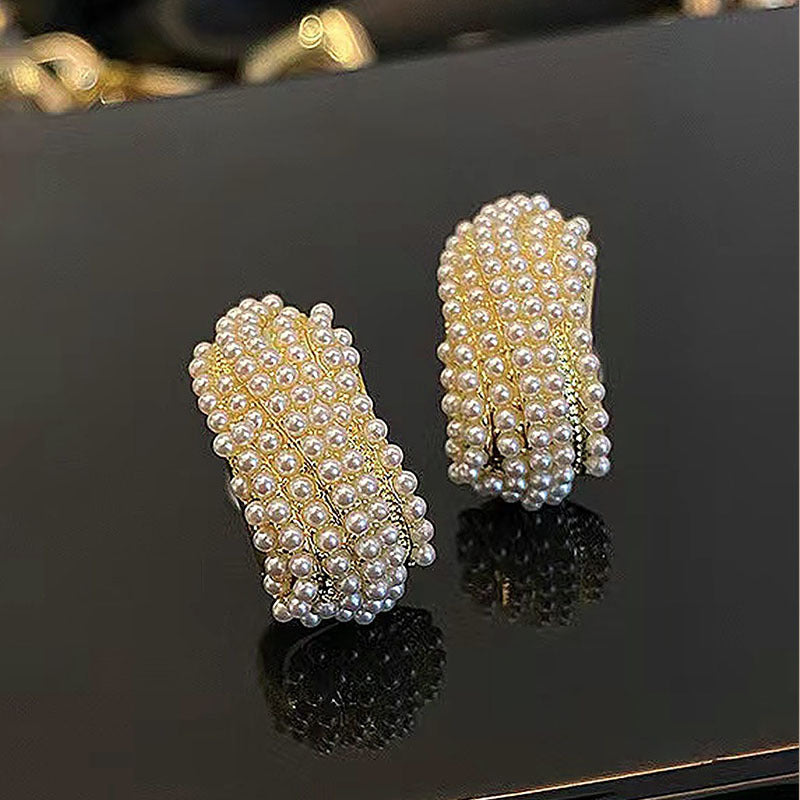 Heart Pearl 925 Silver Needle Earrings with Tassels