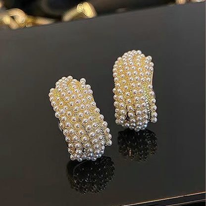 Heart Pearl 925 Silver Needle Earrings with Tassels