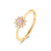 S925 Silver and 9K Gold Sunflower Adjustable Ring