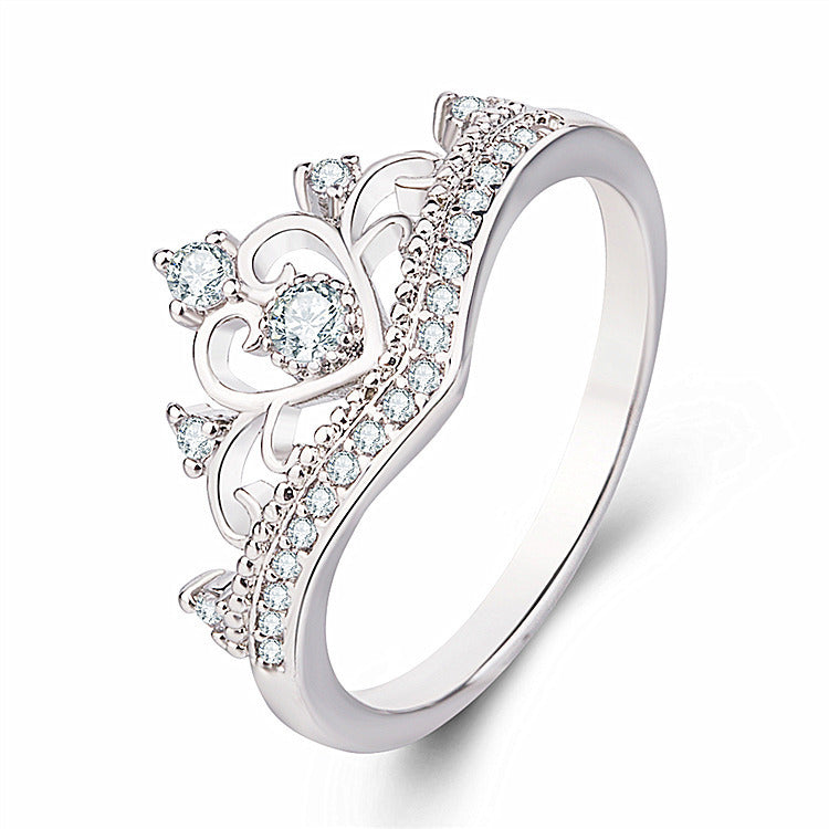 Crown Ring with 18K Gold Plating and Zircon Stones