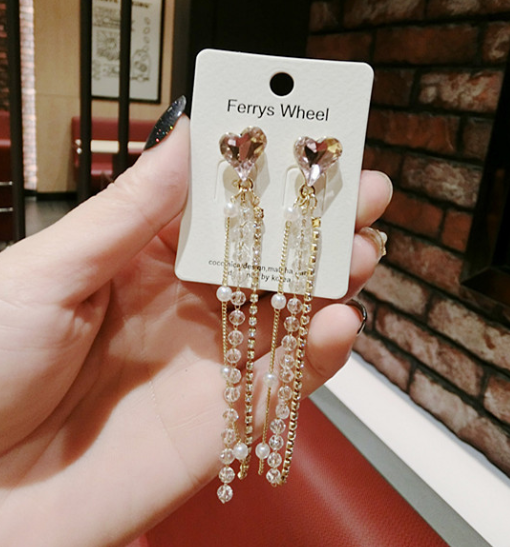 Japanese Style Heart Pearl Beaded Clip-On Earrings