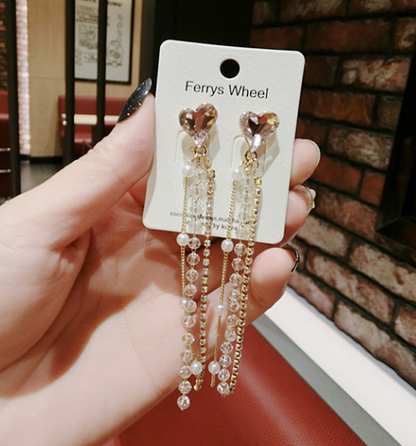 Japanese Style Heart Pearl Beaded Clip-On Earrings