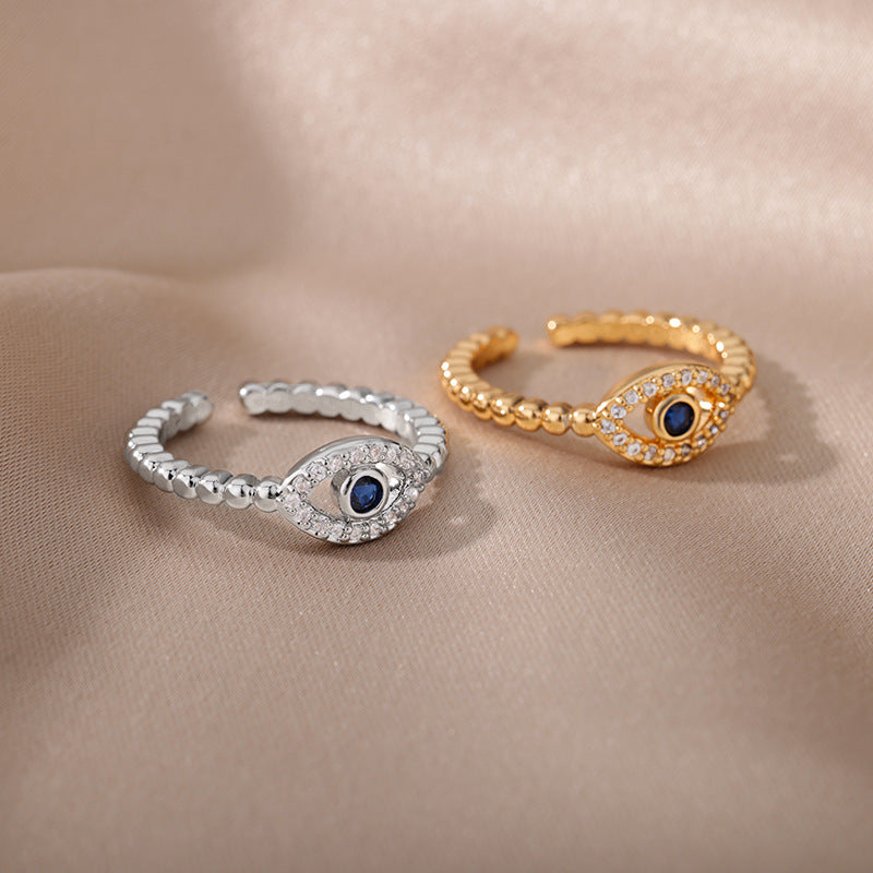 Korean Style Adjustable Heart Design Devil Eye Ring