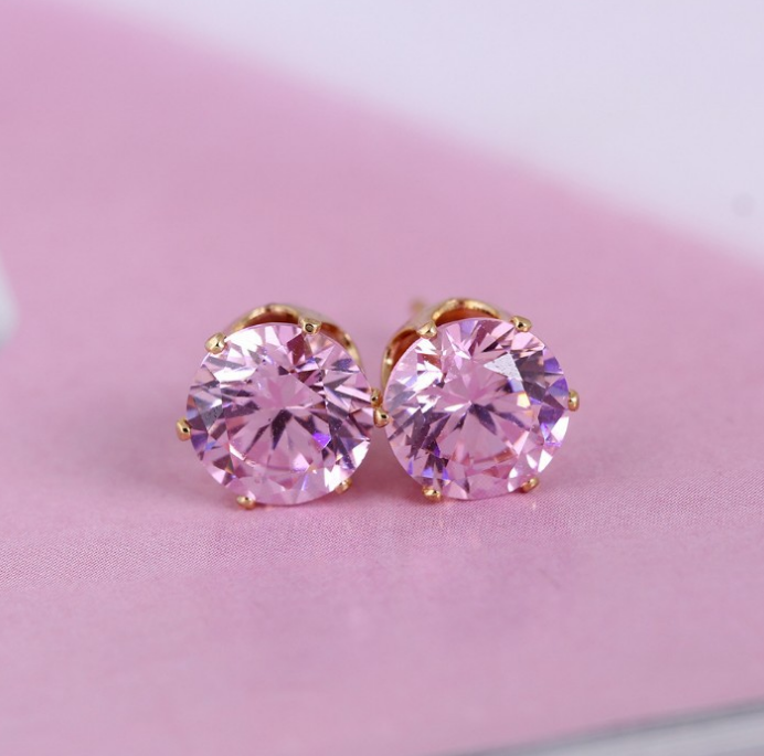 Korean Fashion Stud Earrings with Colorful Zirconia