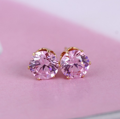 Korean Fashion Stud Earrings with Colorful Zirconia