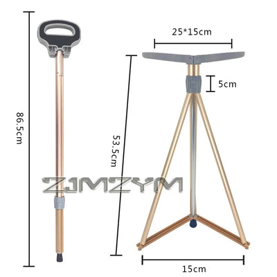 Folding Walking Stick with Built-In Seat