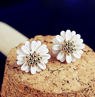 Korean Style Fresh Daisy Colorful Flower Stud Earrings
