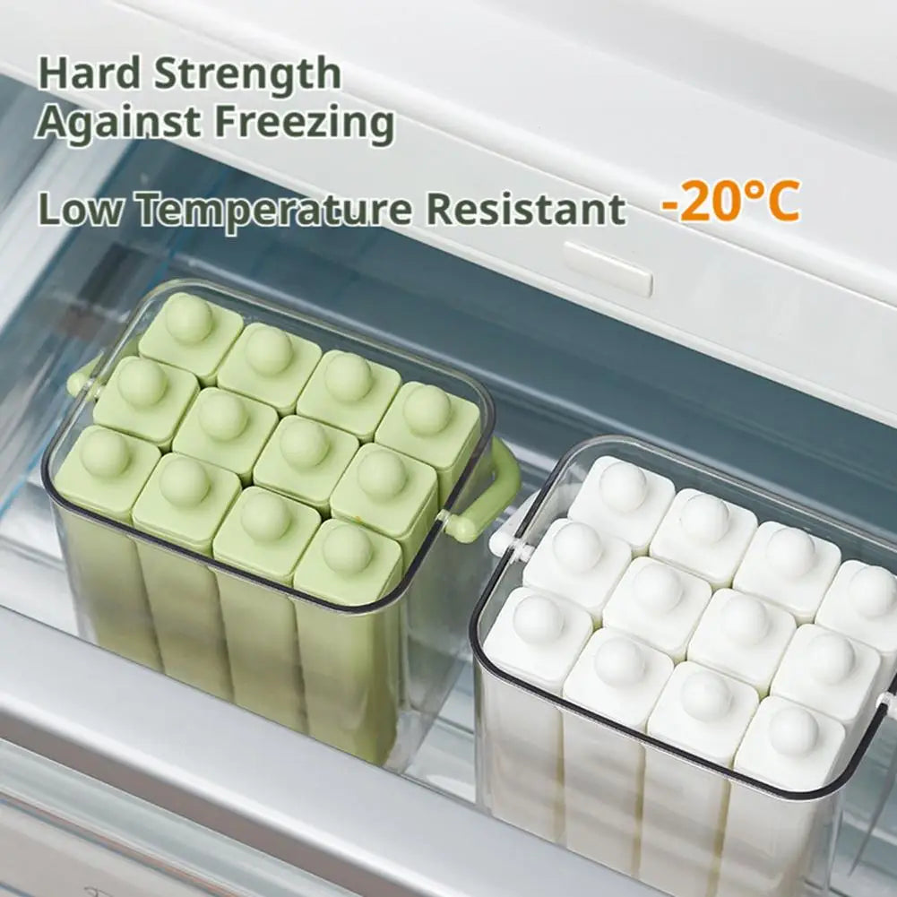 10/6 Cavity Long Silicone Ice Cube Mold with Storage Box, Food Grade Ice Pop Maker with Handle, Reusable Ice Tray for Freezer