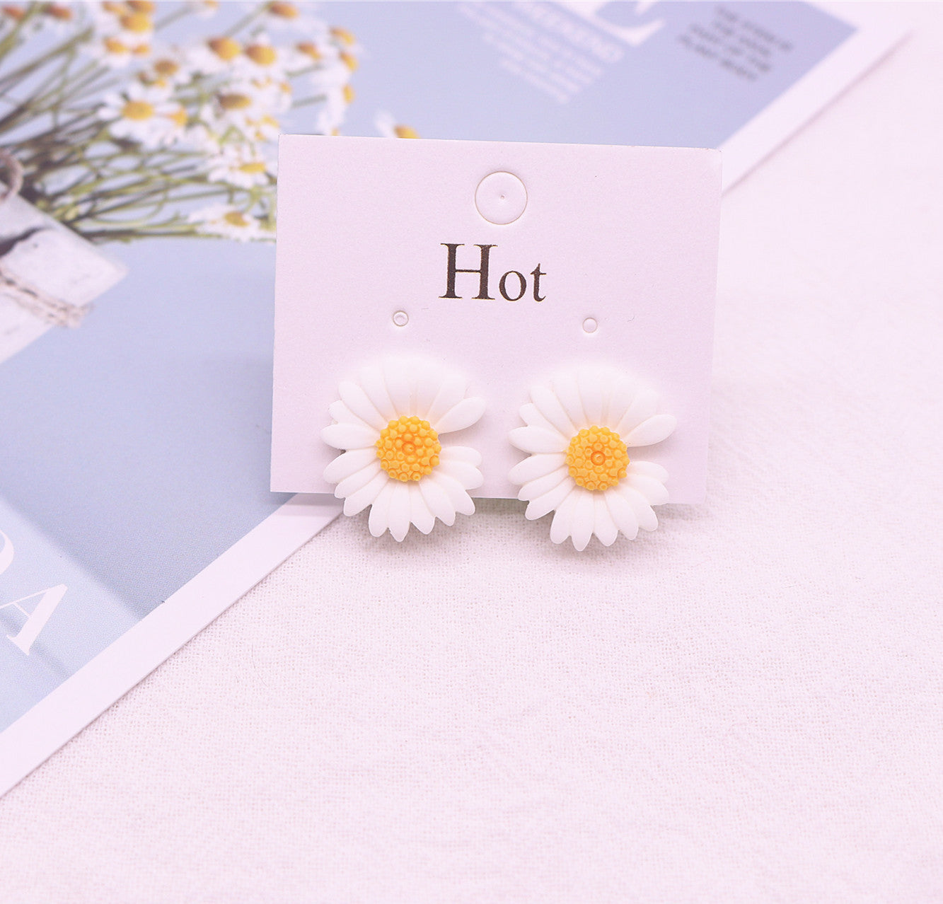 Korean Style Daisy Clip-On Earrings for Girls