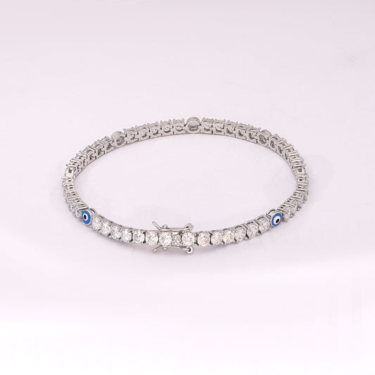 Hip Hop Style Tennis Bracelet with Zircon Devil Eye