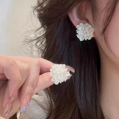 Heart Pearl 925 Silver Needle Earrings with Tassels