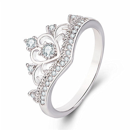 Crown Ring with 18K Gold Plating and Zircon Stones