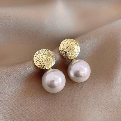 Heart Pearl 925 Silver Needle Earrings with Tassels