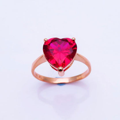 18K Gold Love Set with Red Stone Ring