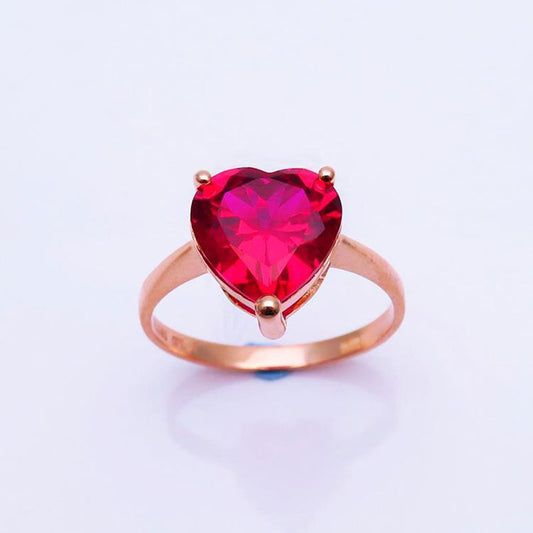 18K Gold Love Set with Red Stone Ring