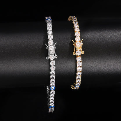 Hip Hop Style Tennis Bracelet with Zircon Devil Eye