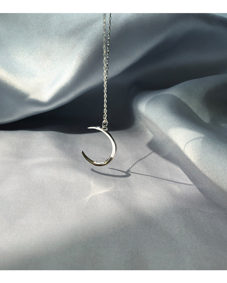 Minimalist 925 Silver Moon Necklace for Women