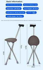 Portable Lightweight Hiking Cane Chair Anti-Slip Elderly Walking Stick Mountain Climbing Trekking Padded  Folding Outdoor...