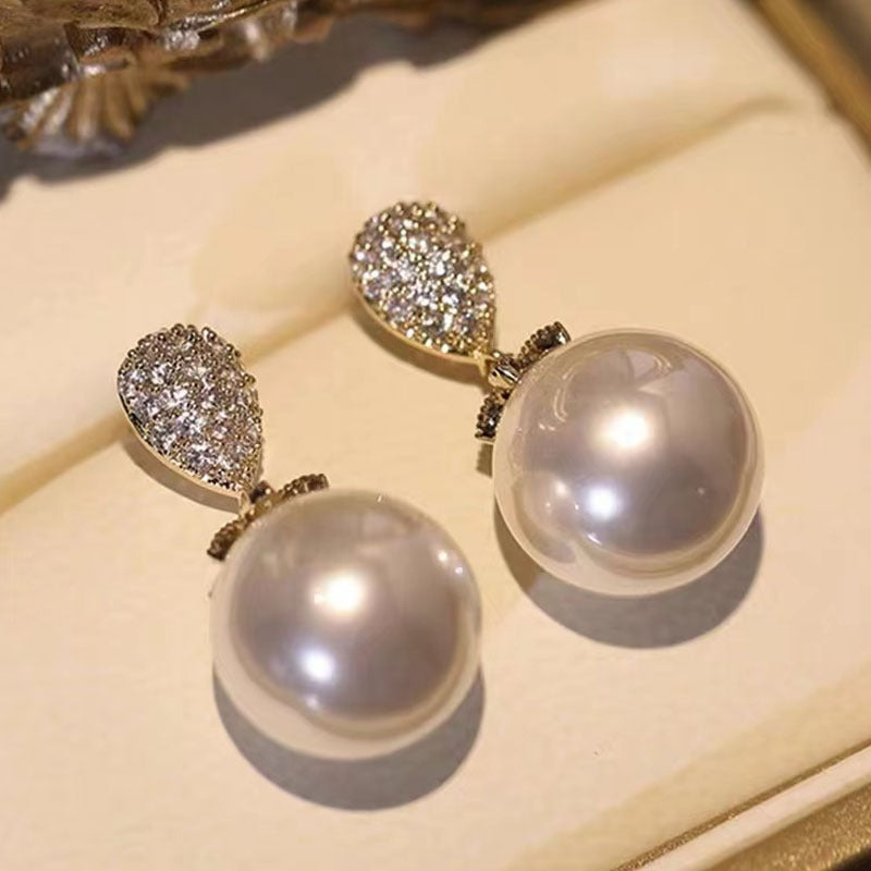 Heart Pearl 925 Silver Needle Earrings with Tassels