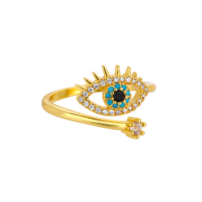 Korean Style Adjustable Heart Design Devil Eye Ring