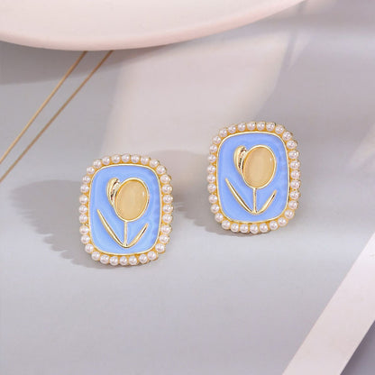 Heart Pearl 925 Silver Needle Earrings with Tassels