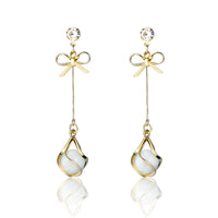 925 Silver Bow Earrings with Pearl Heart and Tassels